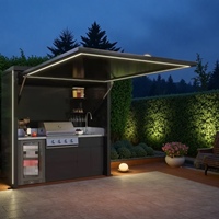 Cuisine extérieure BBQ modulaire, design moderne complet avec grill et réfrigérateur intégrés