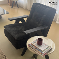 Fauteuil de détente NORYA en bois massif de luxe, fauteuil d'appoint moderne rembourré pour salon et chambre à coucher