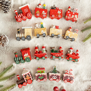 Décorations de Noël très populaires : Train miniature en bois à quatre sections pour paysage DIY et présentation de fenêtre de bureau - Product Image 2