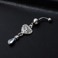 CRYSPURE 14g Piercings de nombril en acier inoxydable pour femmes, avec pendentifs CZ, Saturne, Flocon de neige, Gland, Bijoux de corps, Vente en gros OEM