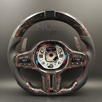 Volant personnalisé en carbone forgé rouge avec LED pour BMW G11 G20 G21 G22 G30 M2 G87 M3 G80 G81 M4 G42 G82 M5 F90 G05 G06 X3M F97