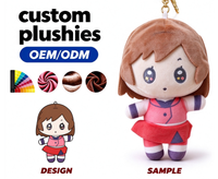 Porte-clés en peluche personnalisé avec personnage de fille de dessin animé, jouet en peluche doux pour souvenir, cadeau, OEM ODM