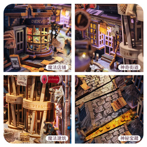 Casa de bonecas retrô de madeira para meninas, kit de bonecas em miniatura, casa de bonecas mágica para meninas