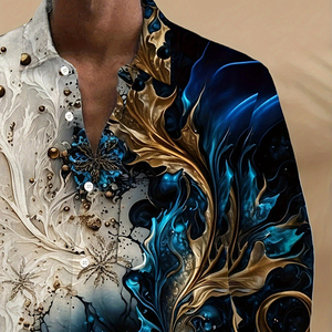 Áo sơ mi nam thời trang in họa tiết thiết kế đặc biệt tay dài phong cách đường phố áo sơ mi rộng rãi thường ngày dành cho nam - Product Image 2