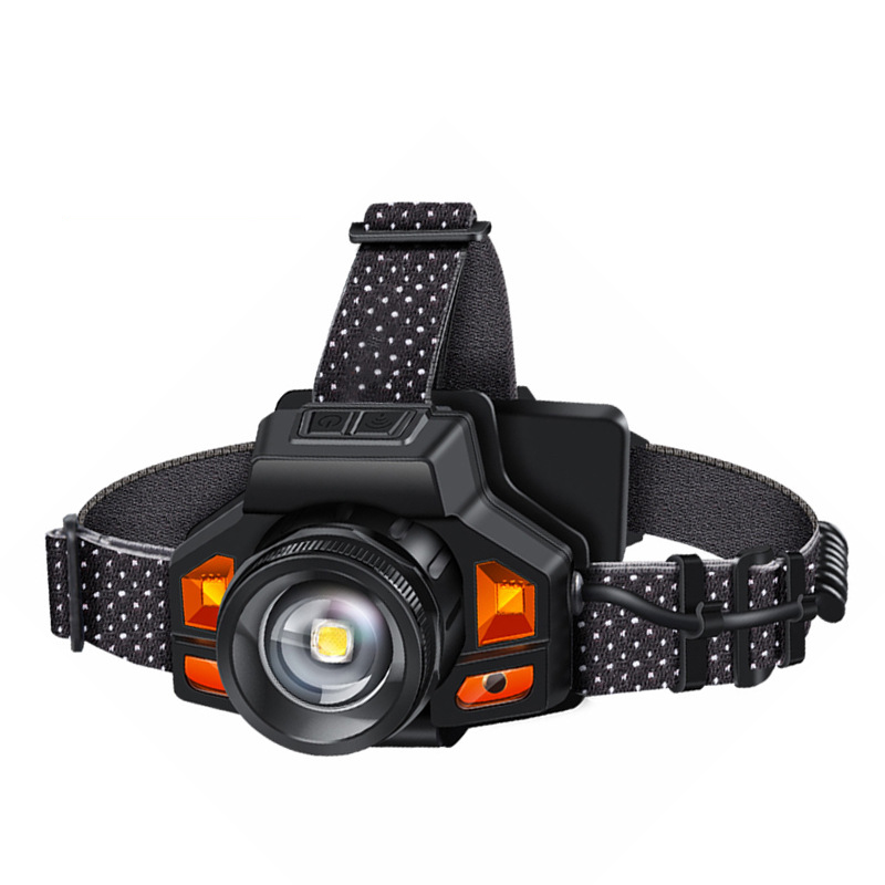 Лидер продаж 2022, яркая Водонепроницаемая светодиодная головная лампа с USB-зарядкой, вращающаяся головная лампа с регулируемым зумом, налобный фонарь с датчиком для наружной рыбалки
