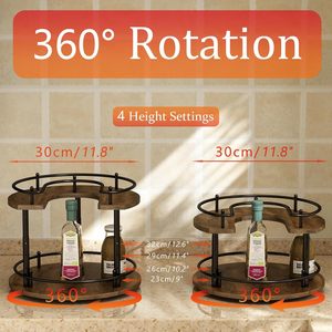 2 Tier Lazy Susan Organizer,2-Tier Spinning Spice Rack with Stable <strong>Carousel</strong> Base &amp; 4 Height Settings for <strong>Cupboard</strong> <strong>Kitchen</strong> - Product Image 5