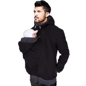Sweat-shirt de maternité à capuche avec fermeture éclair avant et manches longues pour homme, style kangourou, en molleton doux, pour papa et bébé - Product Image 4