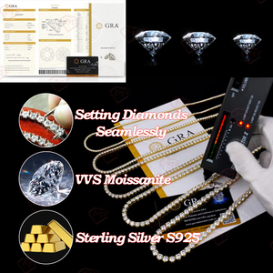 Vòng Cổ Kim Cương Hip Hop Dây Chuyền Quần Vợt Moissanite Kim Cương Lấp Lánh 925 Bằng Bạc Sterling 6.5Mm Hoàn Hảo Màu D VVS Lab - Product Image 5