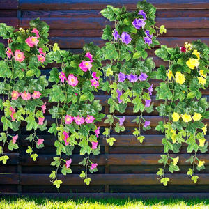 Guirnalda de flores artificiales de gloria de la mañana en cesta colgante, adorno para colgar en la pared, decoración para la sala de estar - Product Image 4