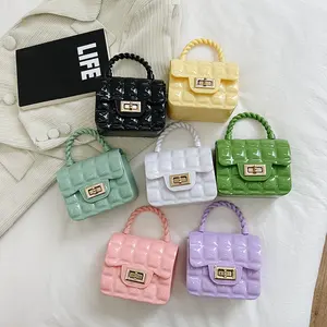 गर्मियों शैली पीवीसी मिनी जेली बैग विषमकोण कैंडी रंग बच्चों के लिए सिक्का पर्स प्यारा श्रृंखला हैंडबैग लड़कियों