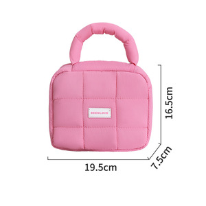 Trousse de Maquillage Matelassée Rembourrée, Sac de Voyage Cosmétique Portable, Organisateur de Rangement pour Soins de la Peau et Articles de Toilette Couleurs Pastel Mignonnes - Product Image 5