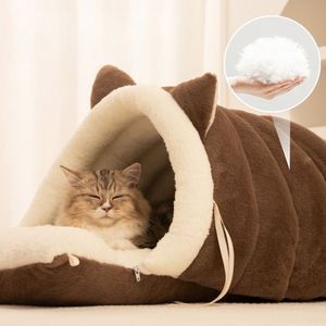 Eco-Friendly Washable Pet Cat Ear Warming <b>Bed</b> with Rabbit Plush Arctic Fleece and PP Cotton Filling Soft Cozy Luxury Winter <b>Bed</b> - Product Image 5