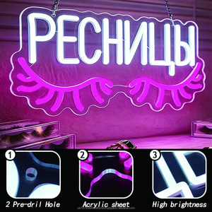 Eyelash LED Neon <b>Sign</b> Dimmable USB Powered Neon <b>Sign</b> For Russian Lash Beauty Salon Shop Decoration 5V - Product Image 5