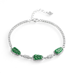 Giadeite naturale verde foglia di giada braccialetto S925 argento intarsiato accessori femminili regalo del certificato di valutazione D152 - Product Image 2