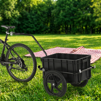 Remorque de vélo robuste avec grande boîte de transport en plastique, remorque utilitaire à deux roues pour le shopping et le camping