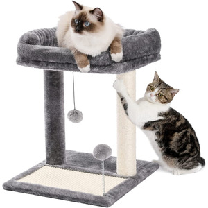 Tempat tidur kucing menggaruk dengan sandaran yang tertutup posting goresan dan bola bermain bagus untuk anak kucing terbuat dari kayu dan kertas - Product Image 1