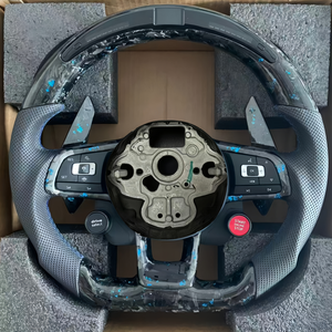 Volante Deportivo Personalizado de Fibra de Carbono Forjado Azul con LED para Volkswagen T-Roc R Passat Polo Golf 7.5 MK7 Golf MK8 <span class=keywords><strong>Caddy</strong></span> - Product Image 1