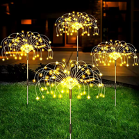 Lampe solaire d'extérieur à effet feux d'artifice, best-seller, blanc chaud, intensité réglable, éclairage paysager à poser au sol pour jardin, décoration de Noël