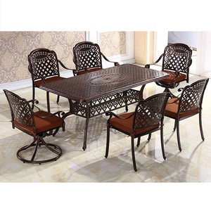 <span class=keywords><strong>Table</strong></span> d'extérieur <span class=keywords><strong>rectangulaire</strong></span> en aluminium moulé sous pression, <span class=keywords><strong>balcon</strong></span> blanc/bronze, arrière-cour d'hôtel avec <span class=keywords><strong>table</strong></span> à manger en aluminium moulé - Product Image 6