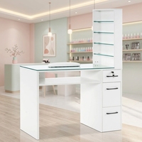 Table de manucure moderne en bois de luxe avec tiroirs et étagères de rangement pour spa, salon de beauté, centre commercial, bureau de manucure
