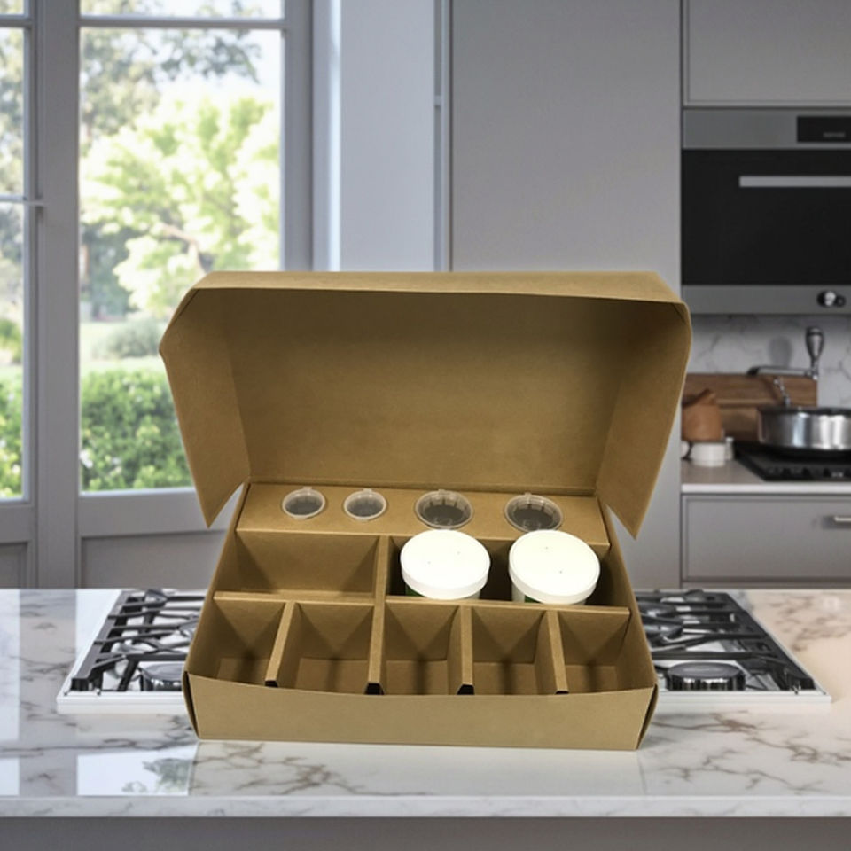 Craft Paper Box with Compartments - Ideal for Food Takeaway
