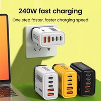 5 Port 240W USB-C Pengisi Daya Dinding QC3.0 Pengisian Cepat Adaptor Perjalanan dengan Proteksi OTP Output 5V/3A