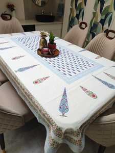 White Blue Floral Tablecloth Cotton Printed <b>Dining</b> <b>Table</b> Cover Decorative <b>Table</b> Linen Kitchen <b>Dining</b> Washable Cover - Product Image 2