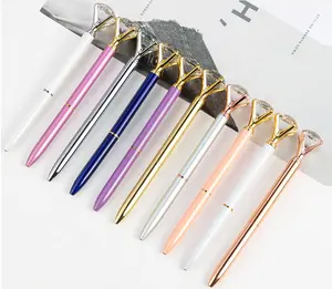 5pcs diamond pena Suppliers-Pengiriman Gratis 37 Pena Bola Berlian Warna Pena Kristal Bling Logam Unik Imut dengan Tinta Hitam Hadiah Perlengkapan Kantor untuk Natal