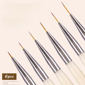 White 6pcs 5mm 7mm 9mm 11mm 13mm 15mm Nylon Gel Nail Art Liner Brush <b>Set</b> Salon Artist <b>Paint</b> Manicure Nail Supplies Tools - Product Image 2
