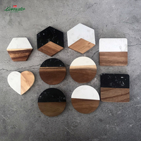 Sous-verres hexagonaux personnalisés en bois d'acacia et marbre, style nordique - Écologiques, durables, de qualité alimentaire, non toxiques pour hôtels et cuisines