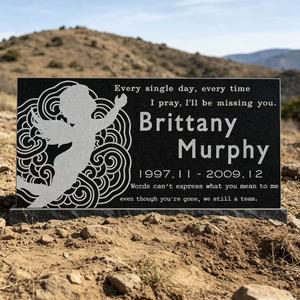 Custom Flat Granite <strong>Memorial</strong> <strong>Plaque</strong> with Angel Design - Weatherproof Grave Marker <strong>for</strong> Cemetery <strong>Garden</strong> Desert Snow - Product Image 5