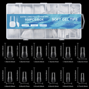 BIN 600 pz/scatola Punte per Unghie in Gel Morbido Opaco a Copertura Totale, Extra Corte, Quadrate, French, a Mandorla, a Coffin, per Estensione Unghie Finte - Product Image 2