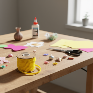 Nastro Ilan Pom Pom 1 cm x 20 yd giallo per decorazioni artigianali - Product Image 2