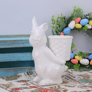 وعاء سيراميك على شكل أرنب بتصميم سلة من أوديكو، إناء صغير للنباتات العصارية لتزيين الرفوف وكهدية لمحبي الحيوانات - Product Image 4