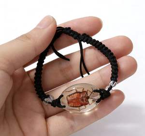 Braccialetto LC202512247 Fatto a Mano in Corda Macramè Intrecciata con Fossili di Insetti in Ambra per Uomo e Donna - Product Image 5