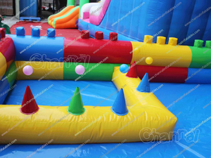 Structure gonflable aquatique à thème blocs de construction, château gonflable, aire de <span class=keywords><strong>jeux</strong></span>, clôture, piscine de jeu, aire de <span class=keywords><strong>jeux</strong></span> active extérieure pour enfants - Product Image 4