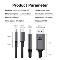 Cable de Video USB-C a DP 1.4 de Alta Definición, 8k 60Hz, Cable de Transferencia de Datos, 2M 3M, para Móviles, TV, PS5, Venta al Por Mayor de Fábrica UNIEAN