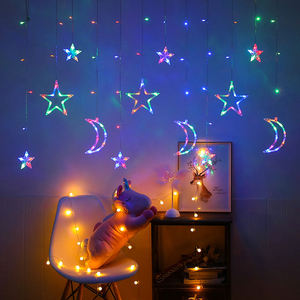 Luci a Stringa LED per Interni ed Esterni, Decorazione Casa IP44, Luci Fatate Ricaricabili a <span class=keywords><strong>Batteria</strong></span> per Finestre, Forma Luna e Stella - Product Image 6