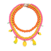 Vintage zoete en coole handgemaakte fruitketting Kleurrijke platte kralen meerlaagse chokerNiche Veelzijdig damesaccessoire