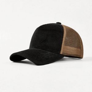 Nouvelle Arrivée Casquette Trucker 5 Panneaux en Velours Côtelé de Haute Qualité, Couleur Unie, Maille Vierge, Casquettes Snapback Personnalisables pour l'Hiver - Product Image 4