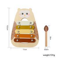 Wooden Owl Xylophone Baby Musical Toy 5 Tone Bars Leaf Mallet Montessori Percussion Instrument Toddler 1 2 3 Year Wholesale