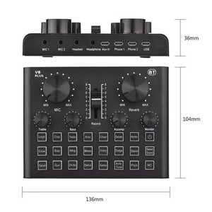 Chuyên nghiệp V8 cộng với năng động microphone Card âm thanh giao diện ghi âm hệ thống âm thanh mixer sống streaming Card âm thanh thiết bị - Product Image 6