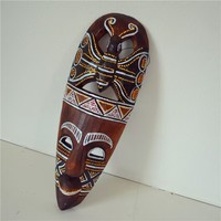 Masques en bois Tailai, sculptures faciales, pièces d'art sculptées à la main avec un look vintage chic, avec des motifs de hibou et tribaux