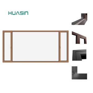 Fenêtres en bois recouvertes d'aluminium en chêne rouge à drainage dissimulé, norme américaine 2025, prix d'usine Huasin - Product Image 4