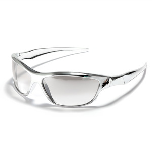 Vente en gros, lunettes de soleil tendance miroir argenté Y2K, lunettes de soleil <span class=keywords><strong>futuriste</strong></span>, Hip Hop, Logo personnalisé, lunettes de cyclisme - Product Image 1