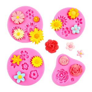 Moule en silicone Fleur de marguerite et rose, Moule en silicone pour fondant, Moules à fleurs pour décoration de gâteaux DIY - Product Image 3