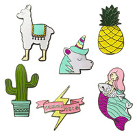 Broche métallique en émail doux pour enfants, nouveauté, Stock en gros, décoration licorne, sirène, ananas, cadeau