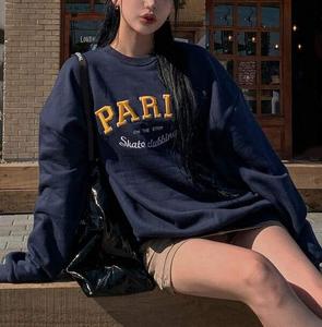 Nueva moda personalizada color bloque sudaderas polar pulóver cuello redondo peso pesado sudaderas - Product Image 4