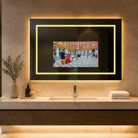 Miroir intelligent LED de luxe avec écran tactile, anti-buée, haut-parleur Bluetooth, WiFi, pour hôtels 5 étoiles et projets commerciaux