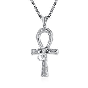 Horus Eye Ankh <b>Cross</b> Pendant Stainless Steel Necklace Unisex Fashion Jewelry - Product Image 1
